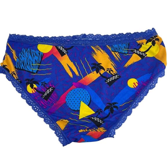 Splendies Pastel Abstract Beachy Vibe Print Lace Trim Panty Womens Size Small - Picture 6 of 7